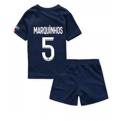 Dres Paris Saint-Germain Marquinhos #5 Domaci za djecu 2022-23 Kratak Rukav (+ kratke hlače)